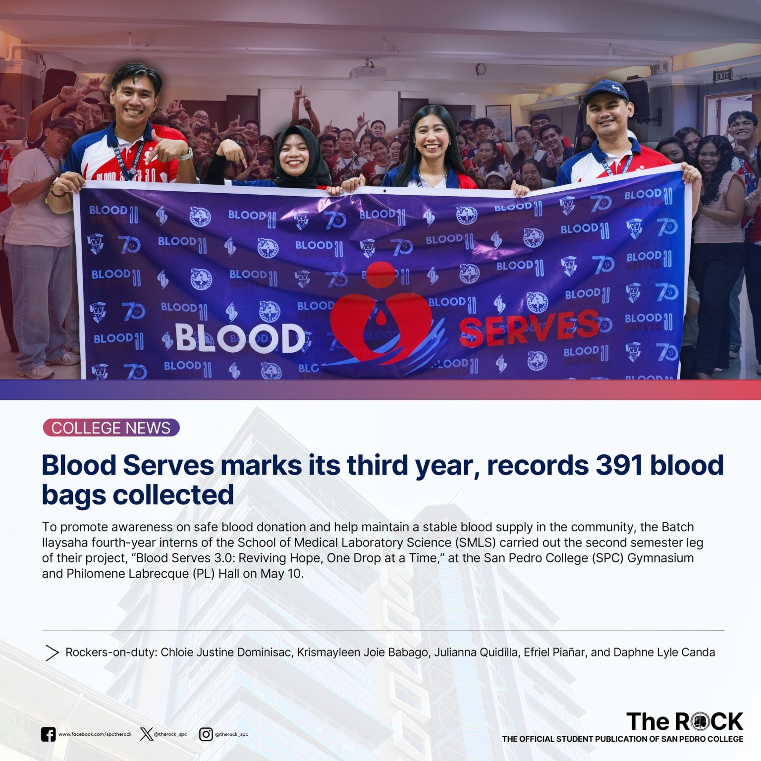 BLOOD SERVES MARKS ITS THIRD YEAR, RECORDS 391 BLOOD BAGS COLLECTED ...