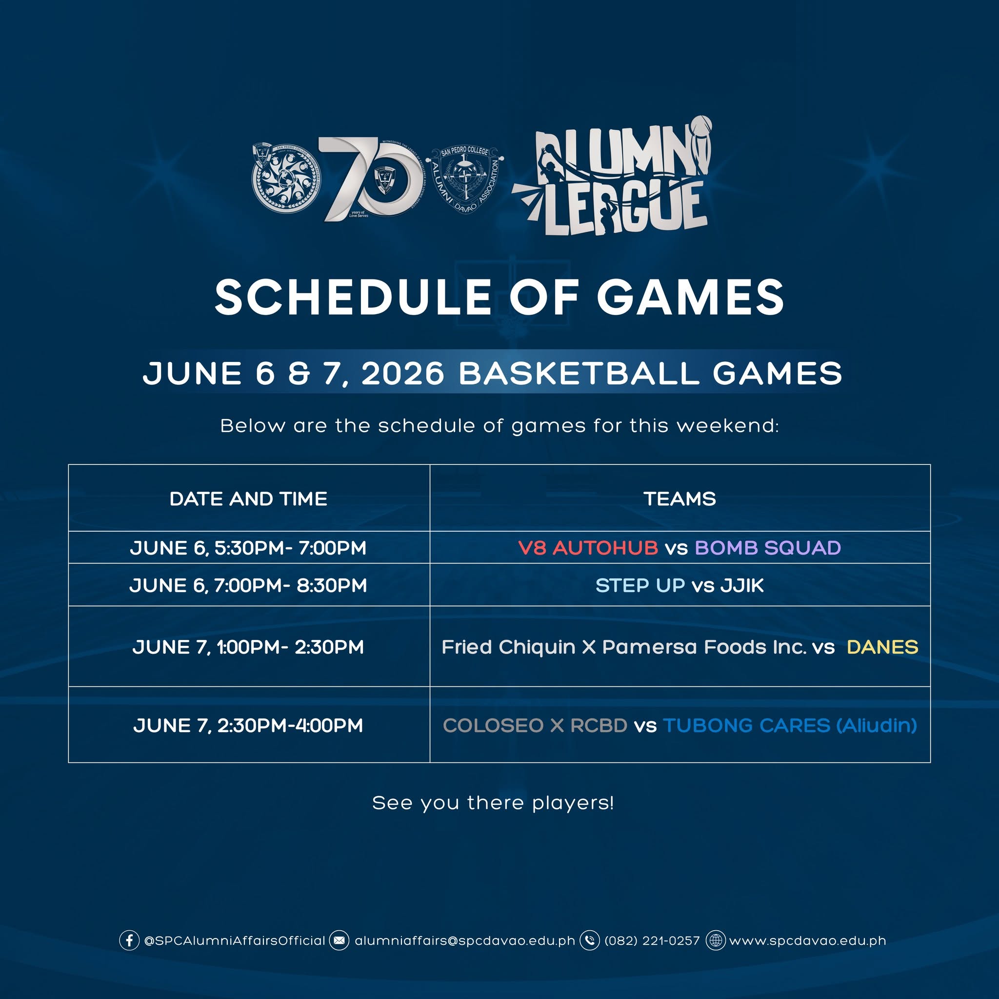 Schedule of Games June 6-7, 2026