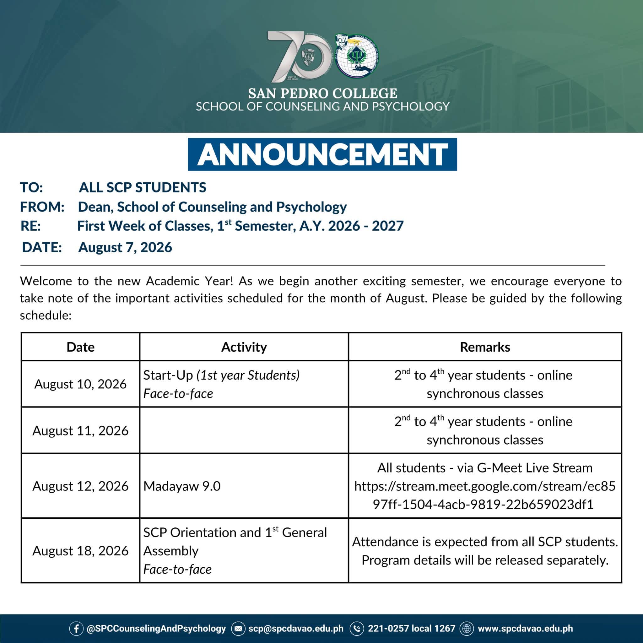 SCP-AN-FIRST-WEEK-OF-CLASSES 1ST SEM A.Y. 2026-2027 PAGE 1
